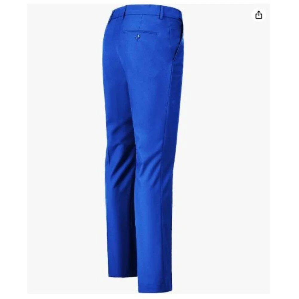 Suit Dress Pants For Men Slim Fit Large Blue Groomsmen Wedding Pant Waist Flat